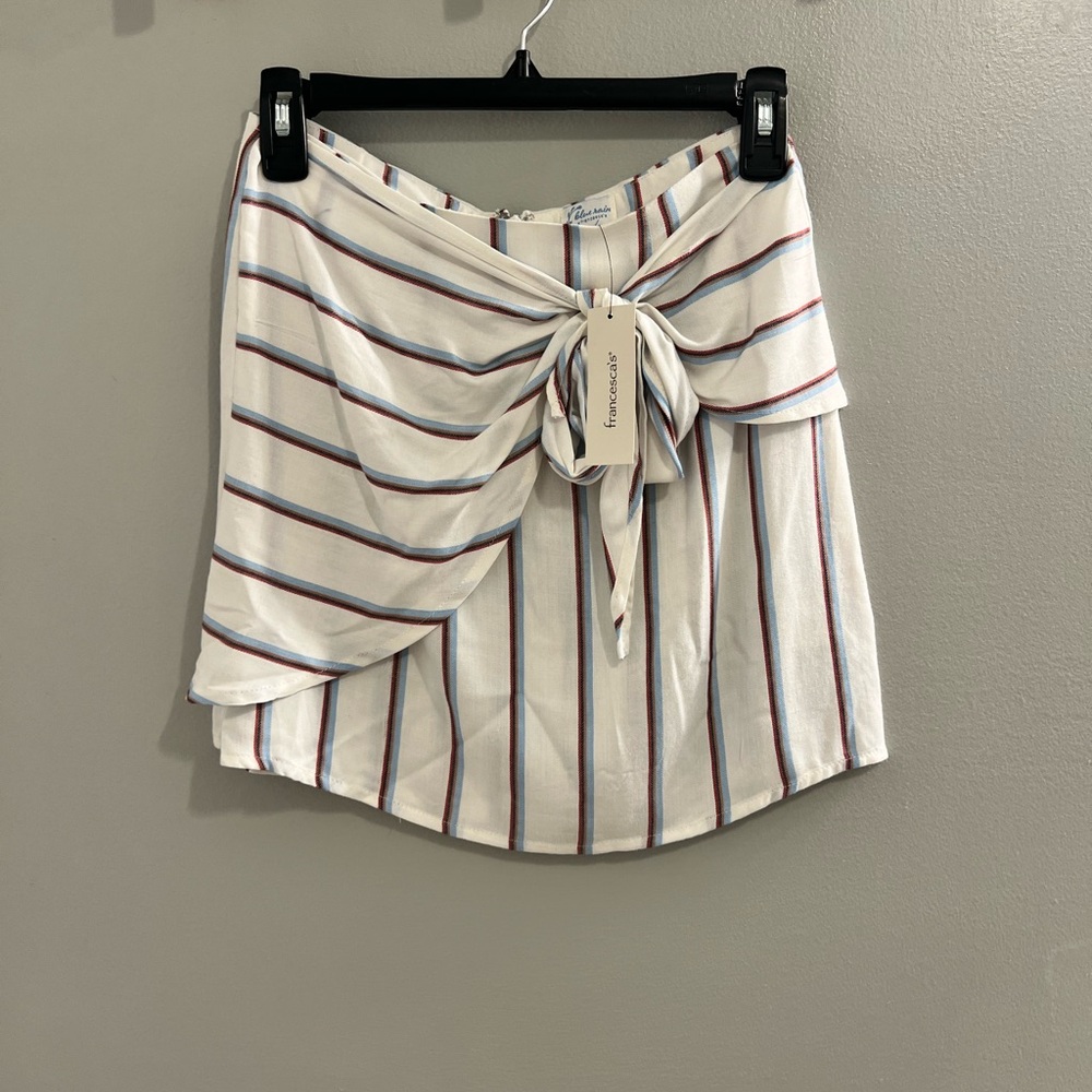 NWT Francesca's Collections Cream Striped Mini Skirt